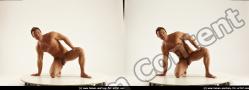 Nude Man White Short Brown 3D Stereoscopic poses Realistic